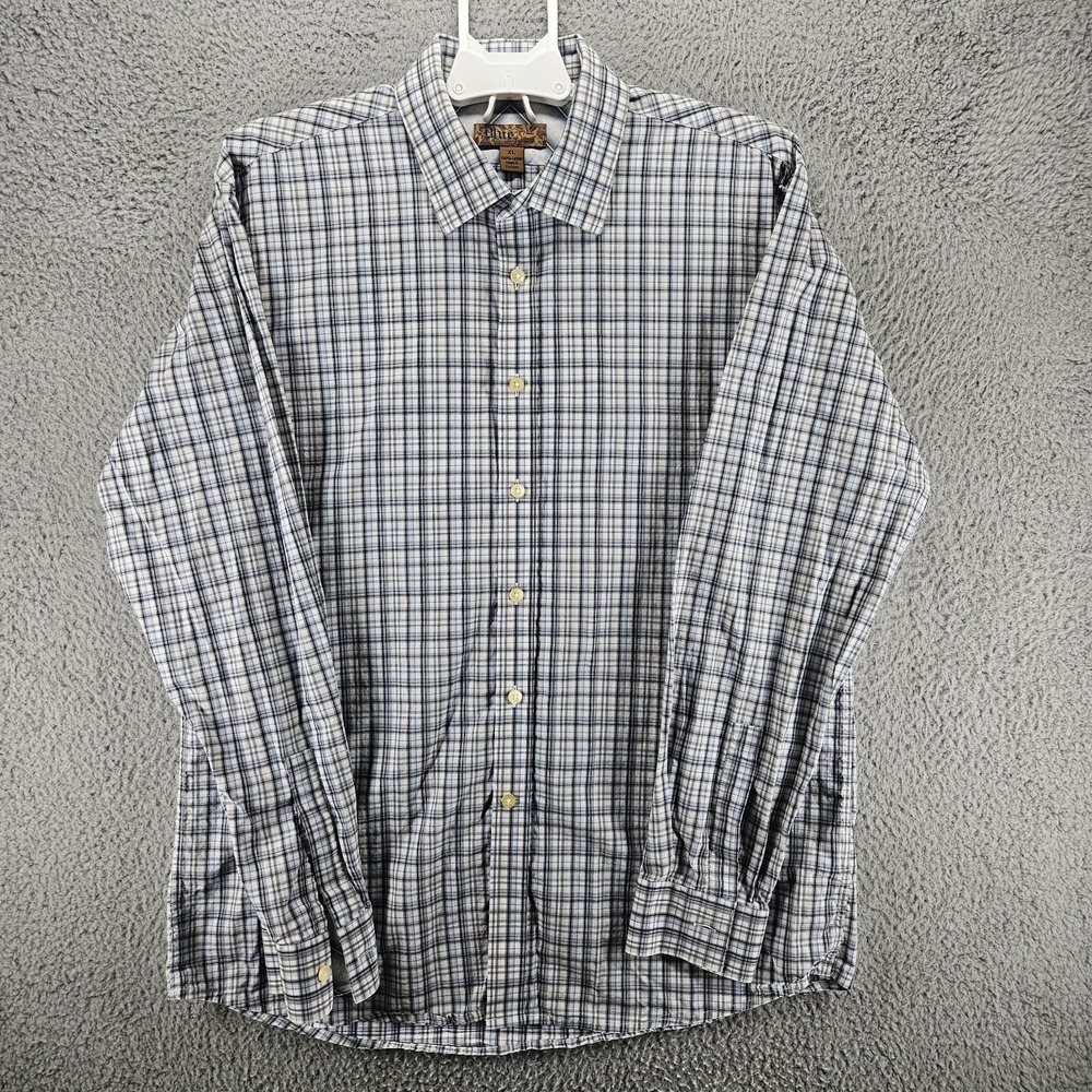 Pronto Uomo Blue Mens XL Button Down Shirt Long Sleeve Plaid 100% Cotton
